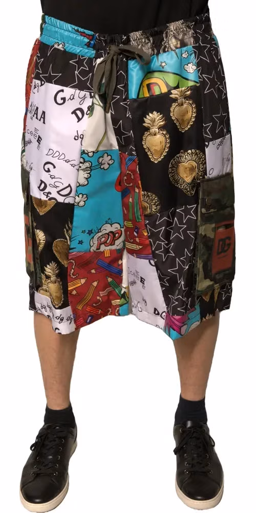 Dolce & Gabbana Multicolor Patchwork Cargo Bermuda Shorts