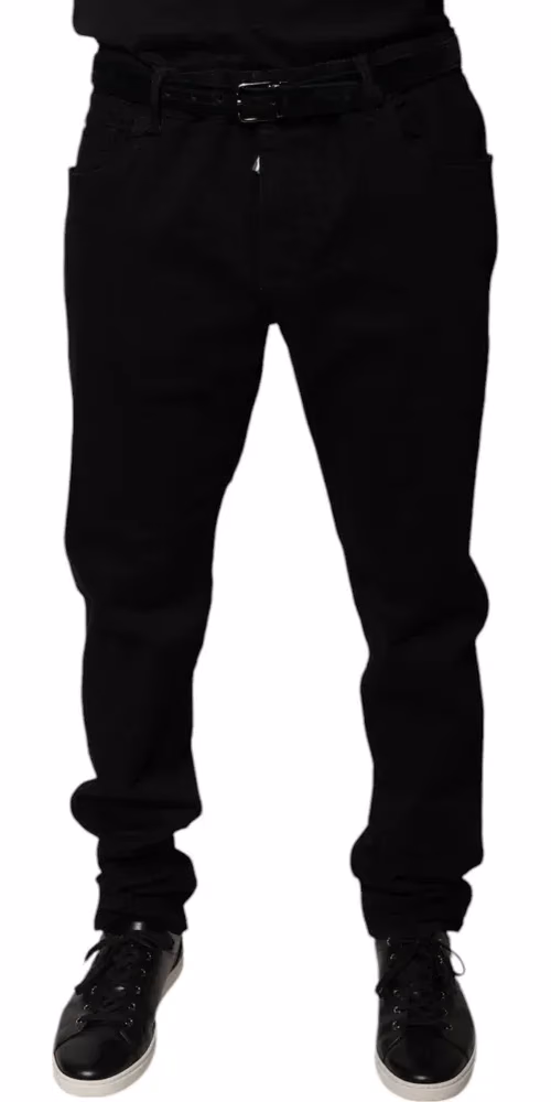 Dolce & Gabbana Black Logo Cotton Stretch Skinny Denim Jeans