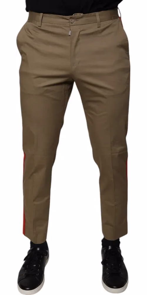Dolce & Gabbana Brown Logo Men Casual Tapered Pants