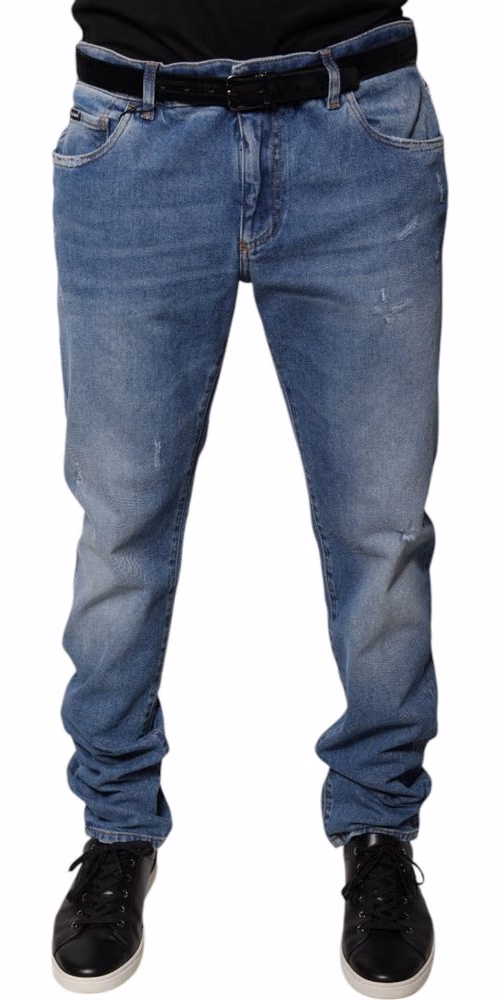 Dolce & Gabbana Light Blue Cotton Men Skinny Denim Jeans
