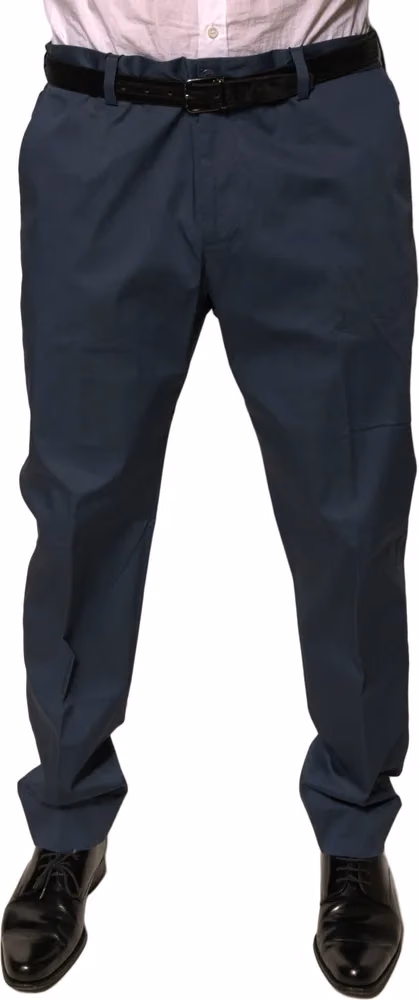 Dolce & Gabbana Dark Blue Cotton Stretch Skinny Men Dress Pants