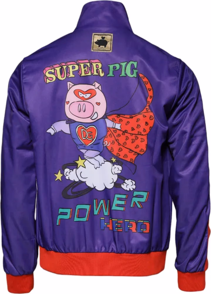 Dolce & Gabbana Purple Year Of The Pig Full Zip Bomber Sweater