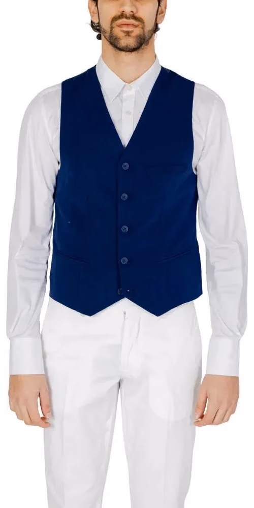 Only & Sons Blue Polyester Waistcoat