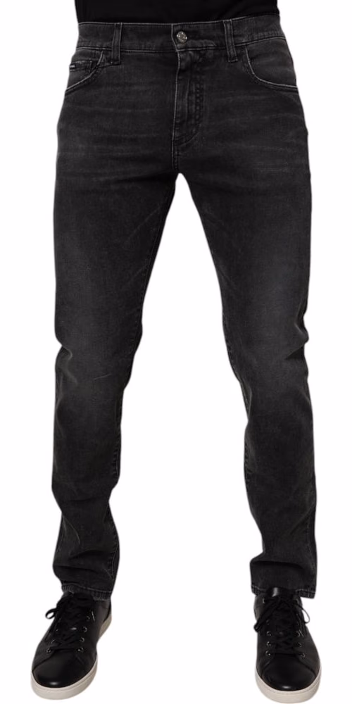 Dolce & Gabbana Black Cotton Stretch Skinny Men Denim Jeans