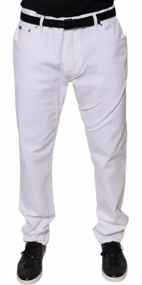 Dolce & Gabbana White Cotton Stretch Skinny Men Denim Jeans