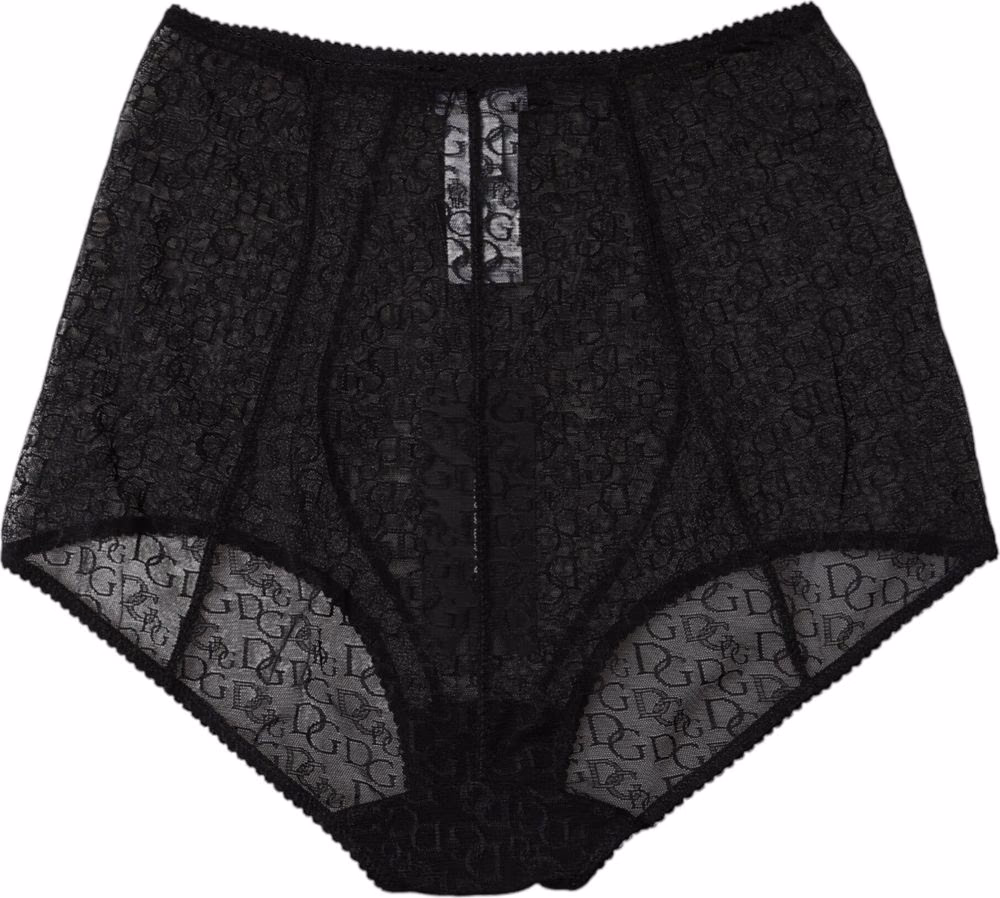 Dolce & Gabbana Black Logo Girdle High Waist Panty Underwear