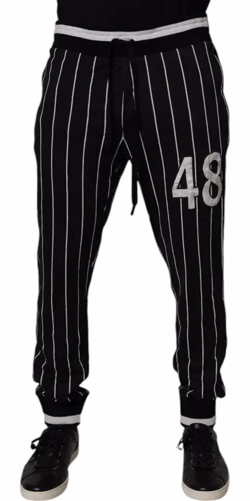 Dolce & Gabbana Black White Stripes Jogger Sweatpants Pants