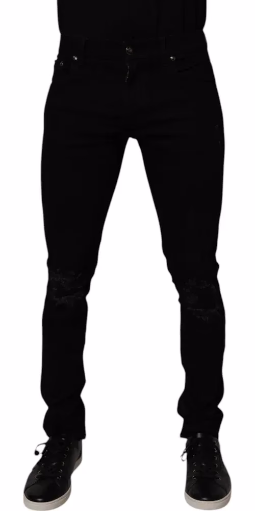 Dolce & Gabbana Black Cotton Stretch Skinny Men Denim Jeans