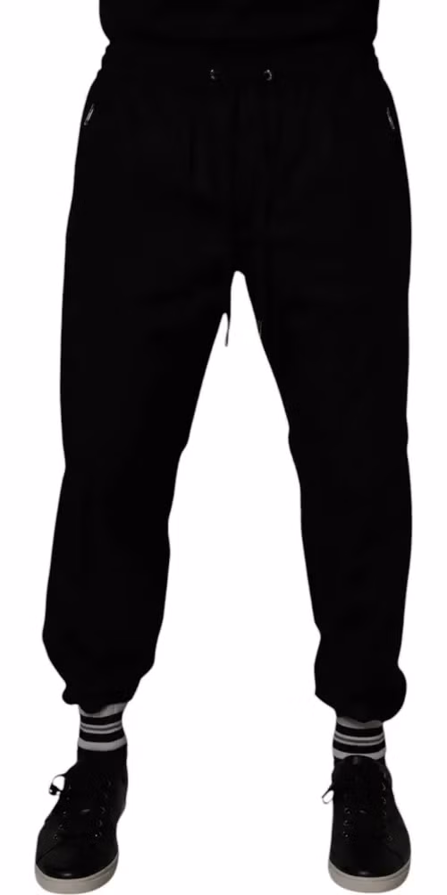 Dolce & Gabbana Black Cotton Men Jogger Sweatpants Pants