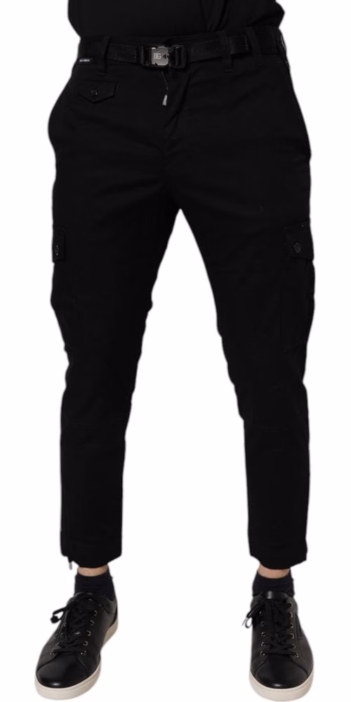 Dolce & Gabbana Black Cotton Stretch Skinny Cargo Denim Jeans