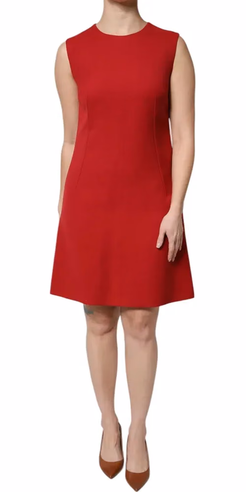 Dolce & Gabbana Red Wool Sleeveless Knee Length A-line Dress