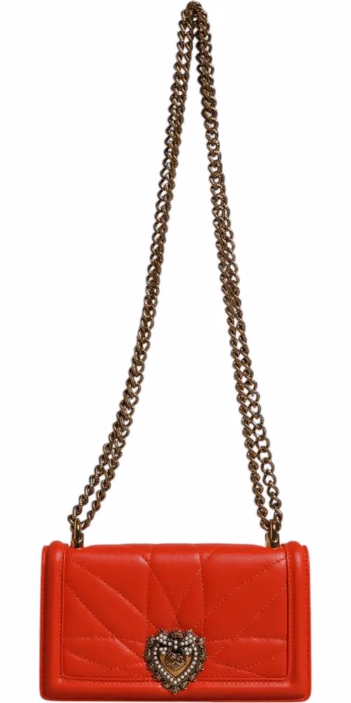 Dolce & Gabbana Red Quilted Devotion Crossbody Chain Phone Cover Bag