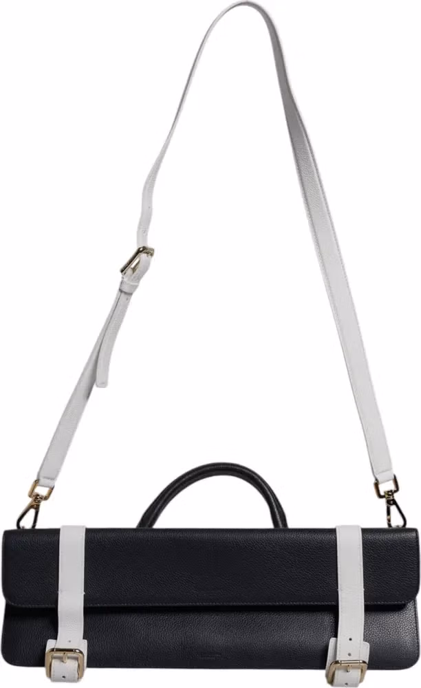Dolce & Gabbana Blue White Calfskin Leather Crossbody Shoulder Bag