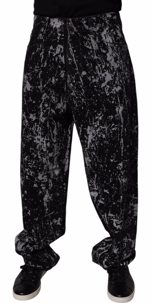 Dolce & Gabbana Black Tie Dye Cotton Straight Men Denim Jeans