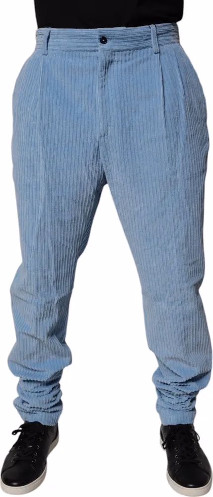 Dolce & Gabbana Light Blue Corduroy Cotton Skinny Denim Jeans