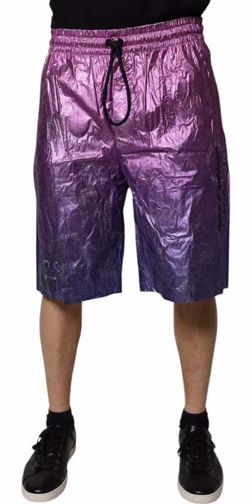 Dolce & Gabbana Metallic Pink Purple Two Tone Bermuda Shorts
