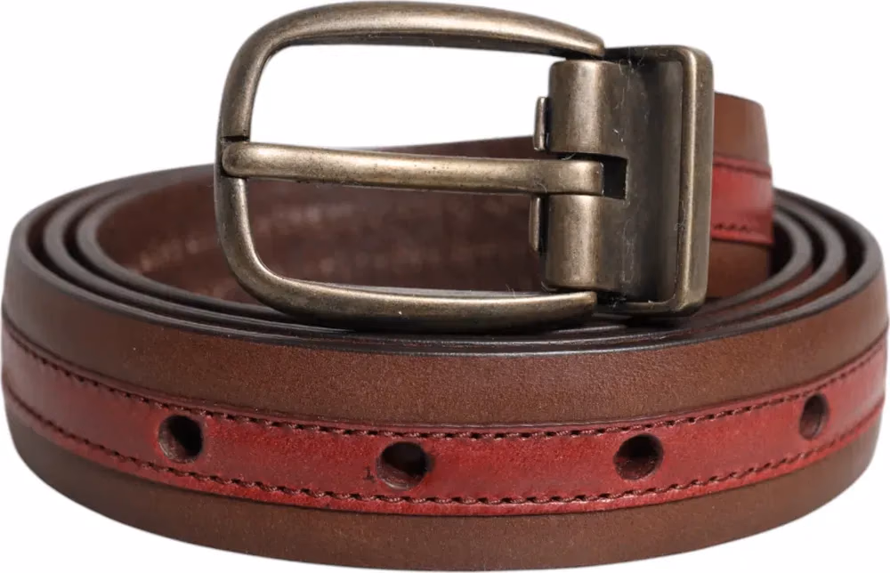 Dolce & Gabbana Burgundy Leather Metal Logo Buckle Belt