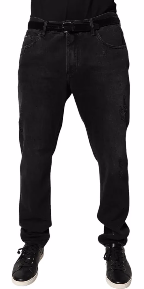 Dolce & Gabbana Black Cotton Skinny Men Denim Jeans