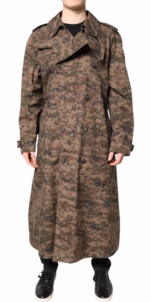 Dolce & Gabbana Multicolor Camouflage Double Breasted Coat Jacket