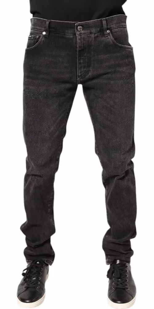 Dolce & Gabbana Gray Washed Cotton Skinny Denim Jeans