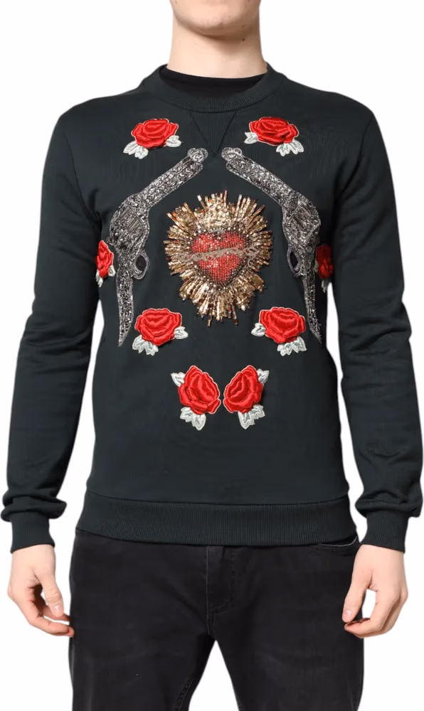 Dolce & Gabbana Black Sequined Embellished Pullover Sweater