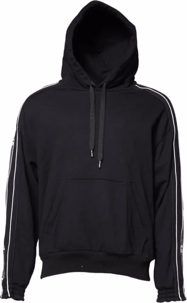 Dolce & Gabbana Black Cotton Logo Hooded Sweatshirt Sweater