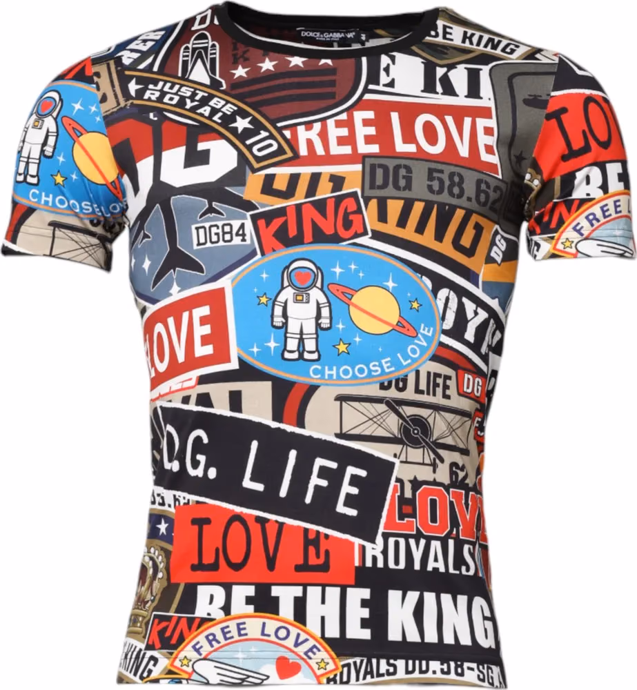 Dolce & Gabbana Multicolor Patchwork Cotton Crew Neck T-shirt