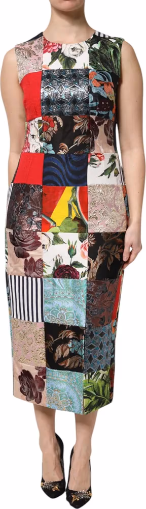 Dolce & Gabbana Multicolor Patchwork Sleeveless Sheath Dress
