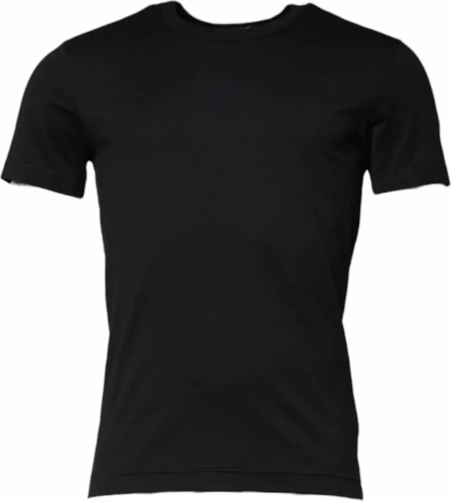 Dolce & Gabbana Black Cotton Short Sleeves Round Neck T-shirt
