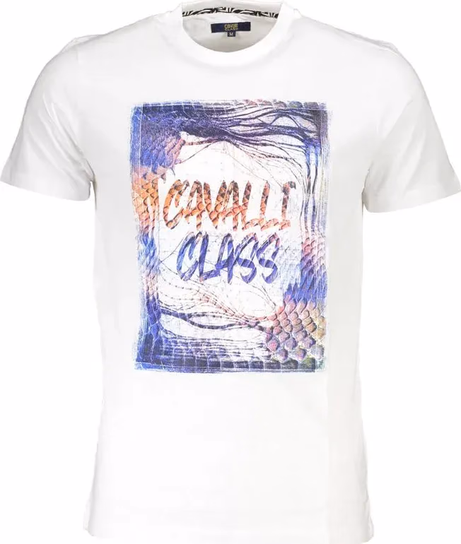 Cavalli Class Bianco Cotton Men T-Shirt