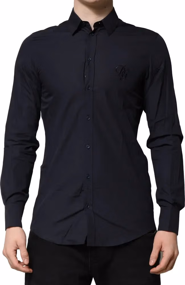Dolce & Gabbana Dark Blue MARTINI Cotton Dress Formal Shirt