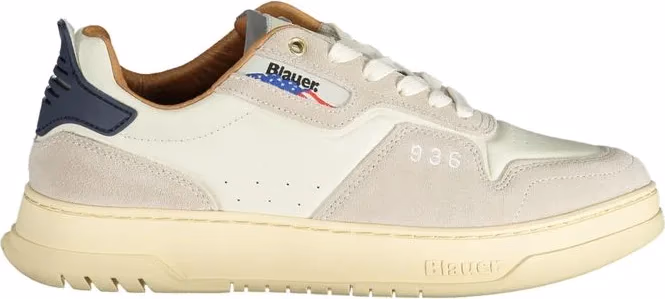 Blauer White Polyurethane Men Sneaker
