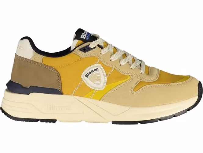 Blauer Beige Polyurethane Men Sneaker