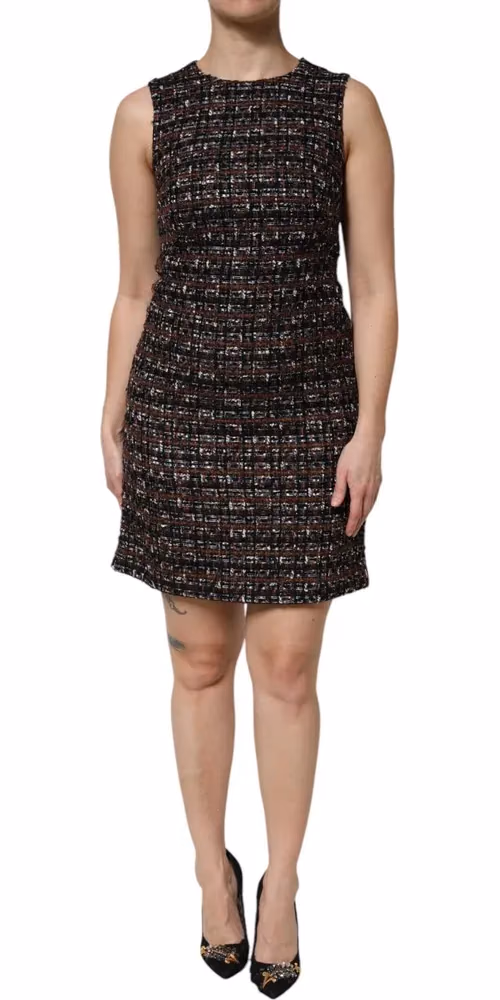 Dolce & Gabbana Multicolor Sleeveless Mini Tweed A-line Dress