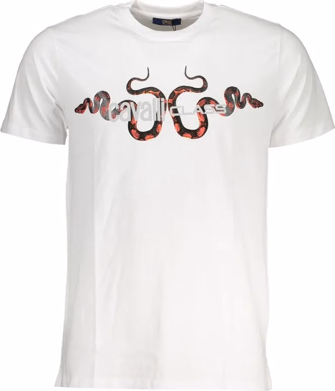 Cavalli Class White Cotton Men T-Shirt