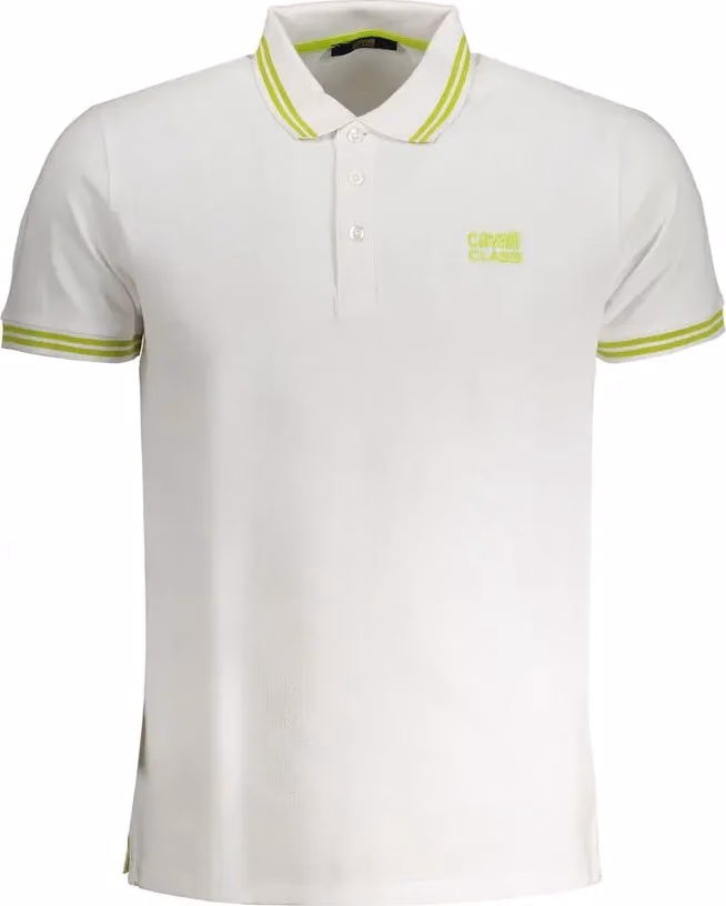 Cavalli Class White Cotton Men Polo Shirt