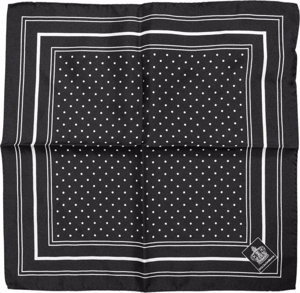 Dolce & Gabbana Black White Polka Dot Men Foulard Scarf