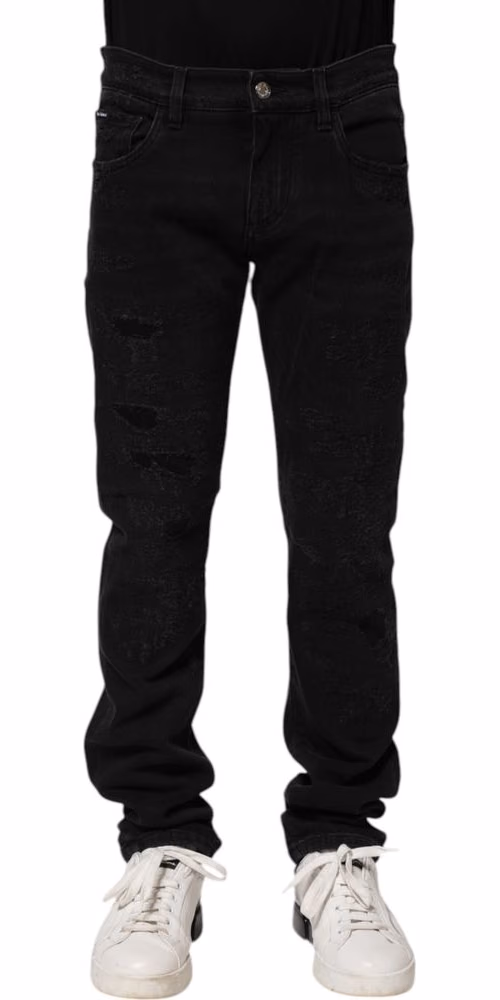 Dolce & Gabbana Black Cotton Skinny Men Denim Jeans