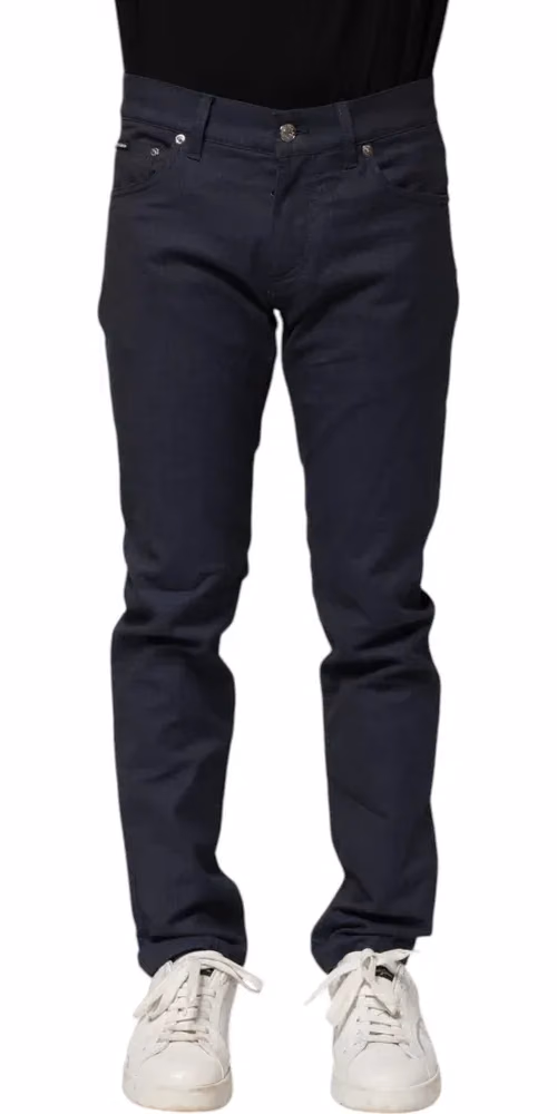 Dolce & Gabbana Dark Blue Cotton Skinny Denim Jeans