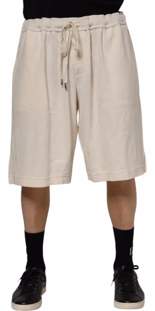Dolce & Gabbana Ivory Cotton Men Bermuda Sweatshorts Shorts