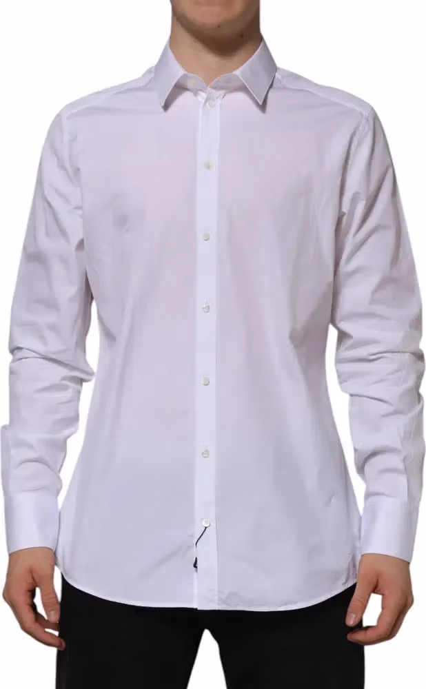 Dolce & Gabbana White Cotton GOLD Long Sleeves Formal Shirt