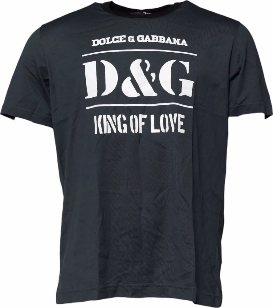 Dolce & Gabbana Black Cotton Printed Short Sleeves T-shirt