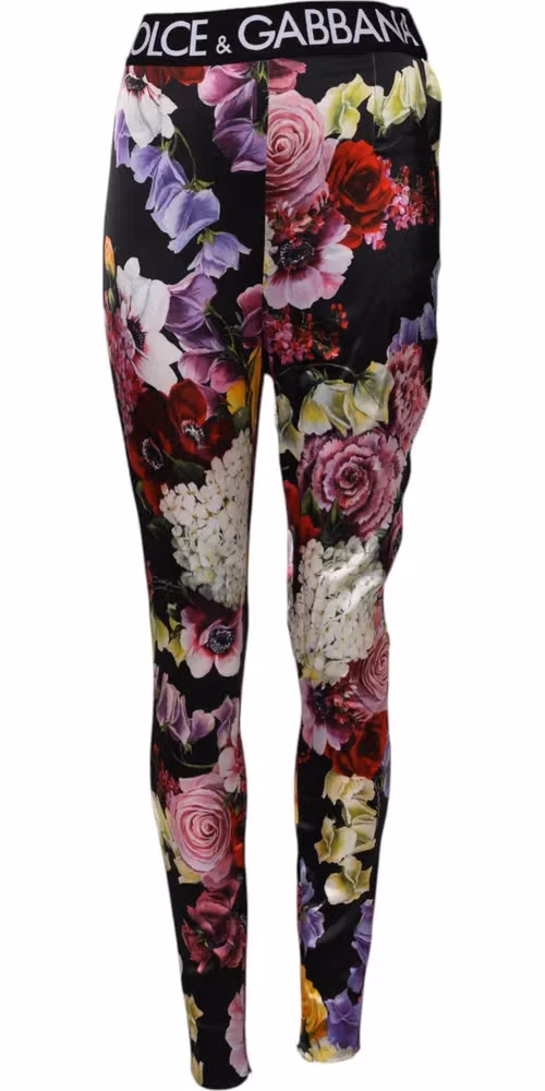 Dolce & Gabbana Multicolor Floral Legging Stretch Waist Pants