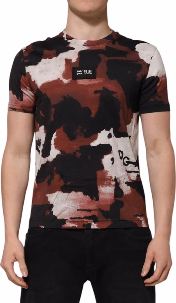 Dolce & Gabbana Multicolor Camouflage Men Crew Neck T-shirt