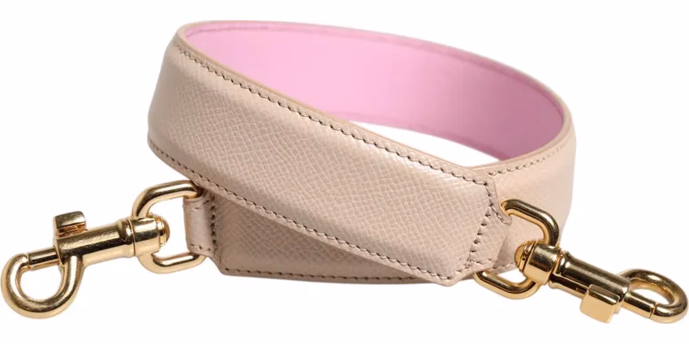 Dolce & Gabbana Beige Pink Leather Handbag Accessory Shoulder Strap