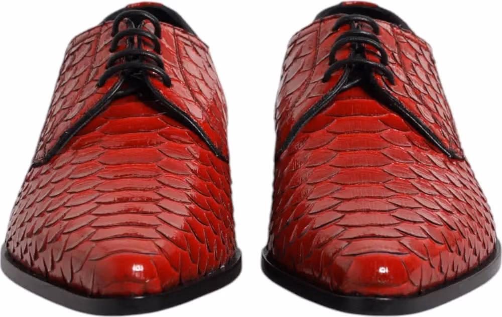 Dolce & Gabbana Red Exotic Leather Lace Up Dress Derby Shoes
