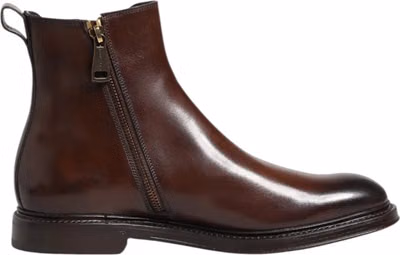 Brown Chelsea Leather Mid Calf Boots Shoes