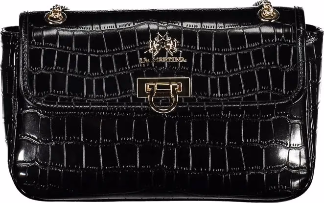 La Martina Nero Poliuretano Women Shoulder Bag