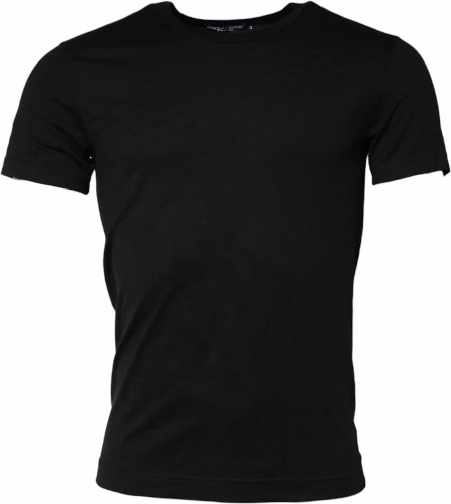 Dolce & Gabbana Black Cotton Crewneck Short Sleeves T-shirt