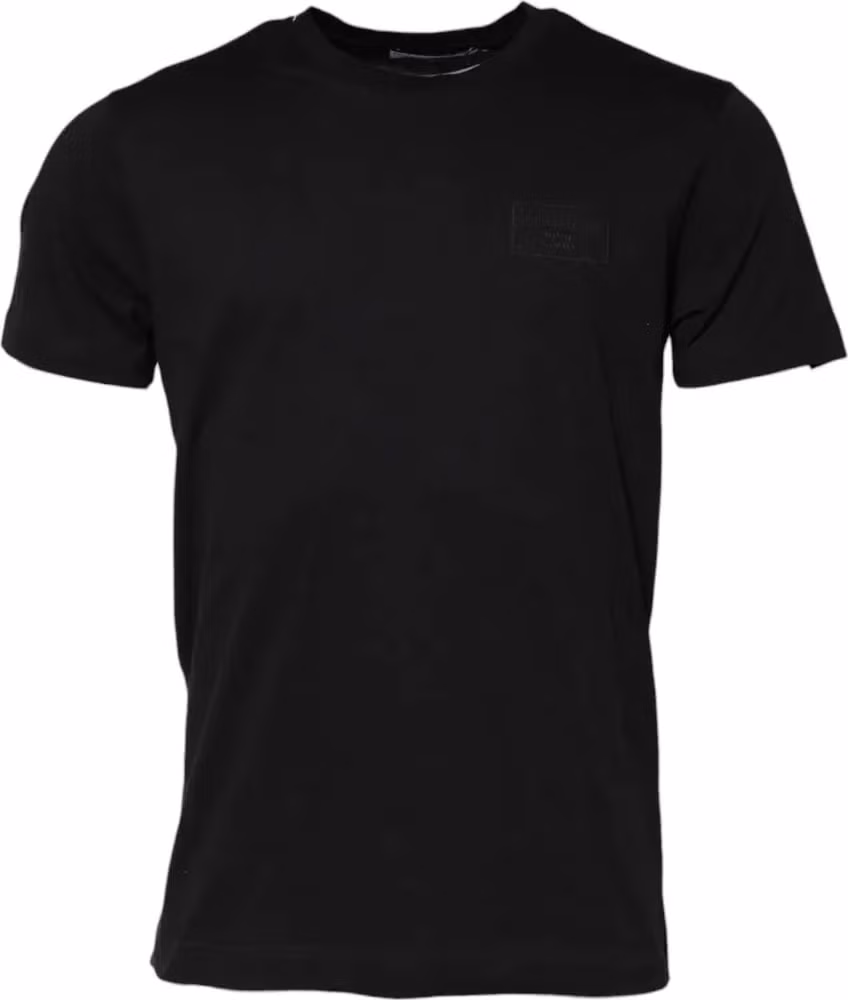Dolce & Gabbana Black Logo Plaque Cotton Crew Neck T-shirt